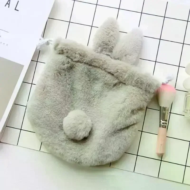 sac à cordon avec oreilles de lapin, pochette de rangement, organisateur de cosmétiques portable et mignon pour les voyages et les fournitures domestiques