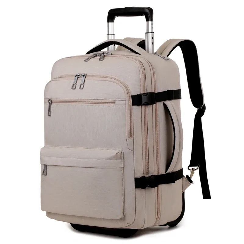 sac à dos roulant bagage à main, sac à dos de voyage pour ordinateur portable avec roulettes pour hommes femmes, sac à dos à roulettes résistant à l'eau