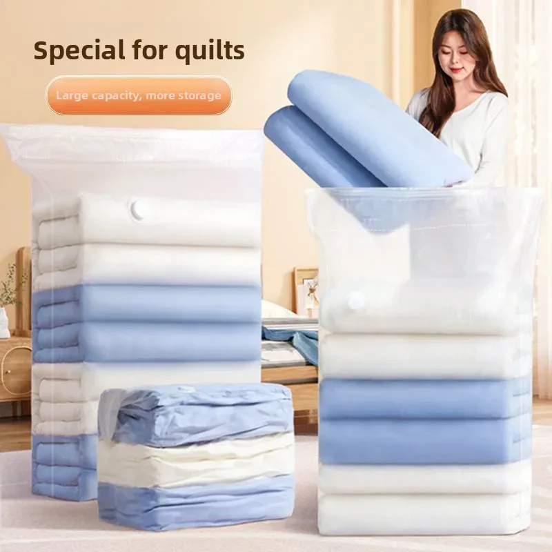 sac de compression sous vide épaissi sans pompe, grande capacité 3d stéréo pour vêtements et doudounes, sac de rangement et d'organisation