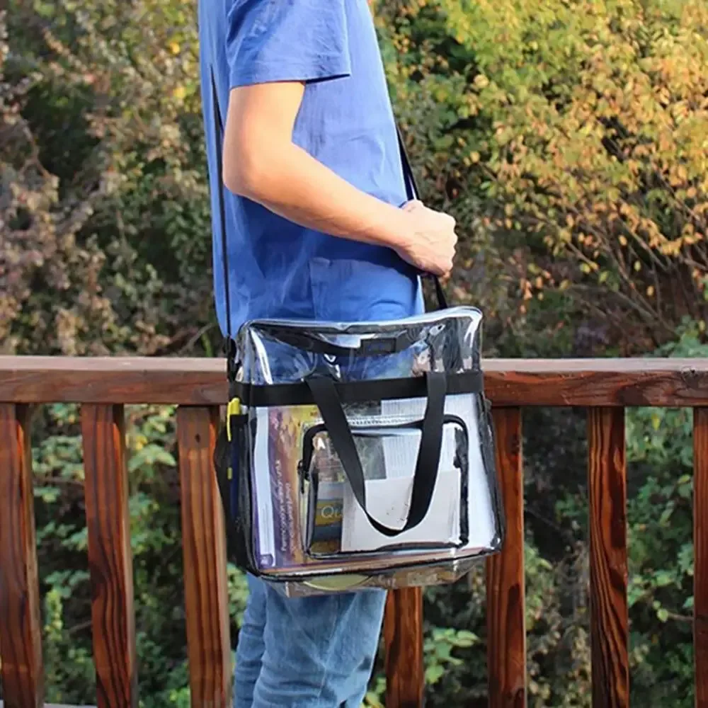 sac transparent de grande capacité, sac à main transparent en pvc approuvé par le stade, sac à bandoulière transparent pour concerts, festivals sportifs