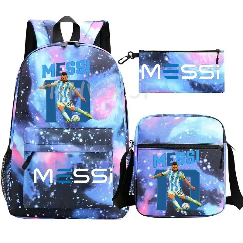 sac à dos de football messi imprimé, grande capacité, sacs d'école avec étui à stylos décontracté, sac à bandoulière, sac de sport no 10, sacs de voyage pour femmes et hommes