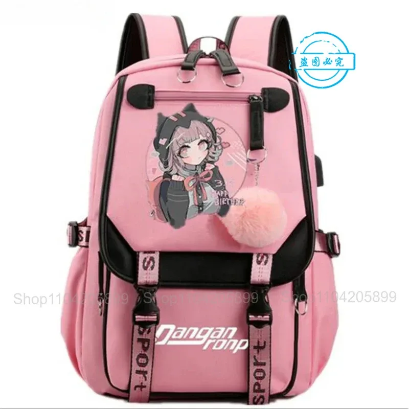 sac à dos danganronpa anime mochila, sac d'école pour étudiants, sac de voyage avec port usb, sacoche décontractée pour ordinateur portable, grand sac messager, cadeau
