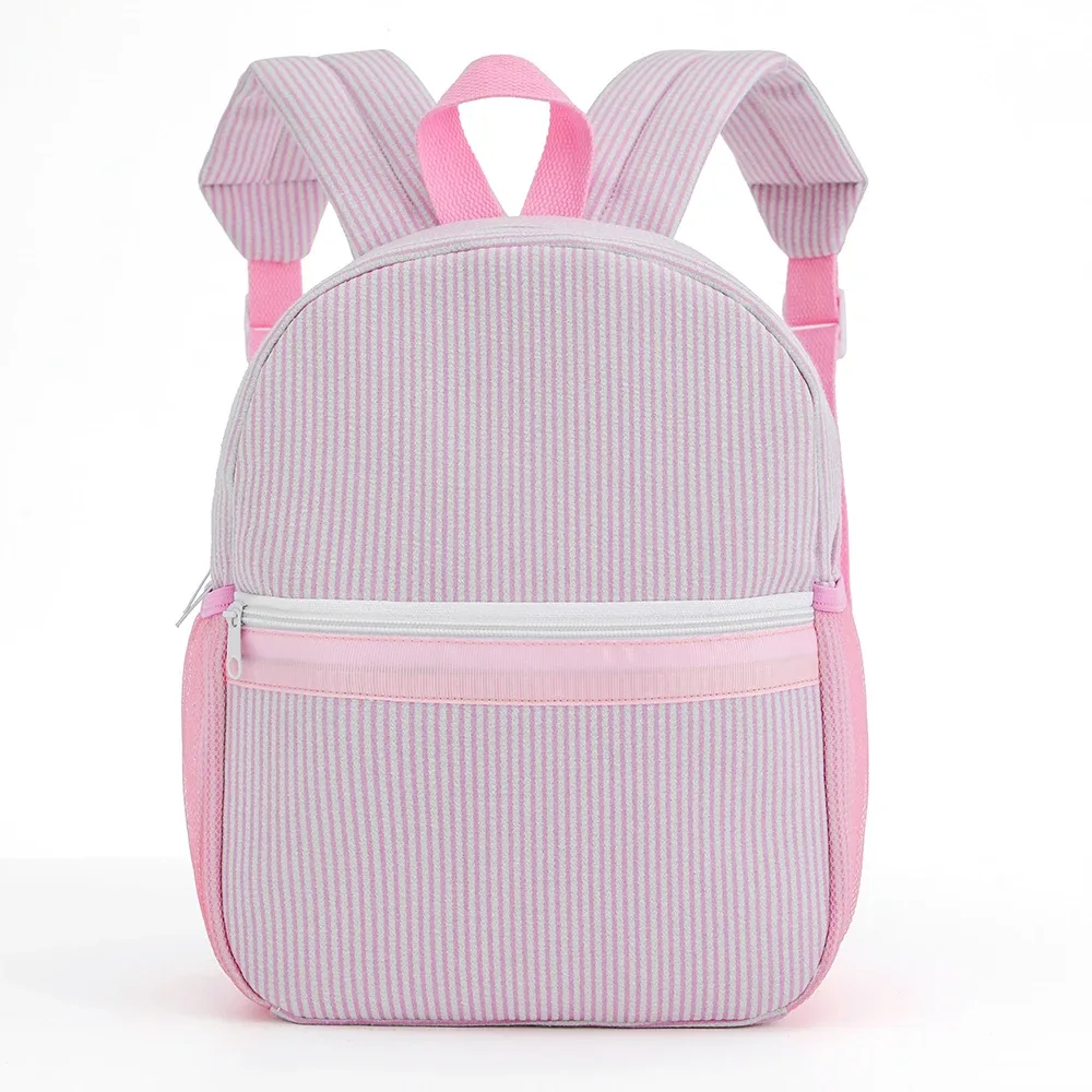 sac à dos scolaire pour tout-petits, sac à dos rayé mignon en seersucker pour filles 12 pouces pour la maternelle, 15 pouces pour les adolescents du lycée