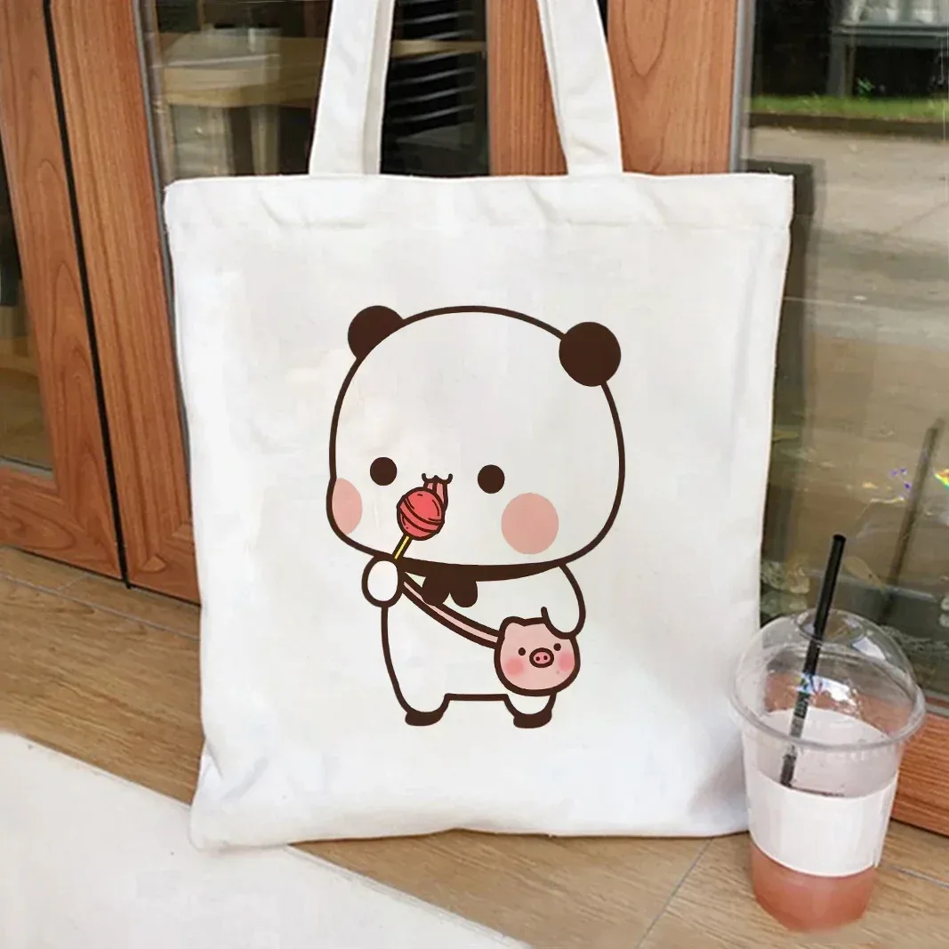 sac fourre-tout pliable en toile bubu dudu anime, sac de shopping esthétique réutilisable pour femme