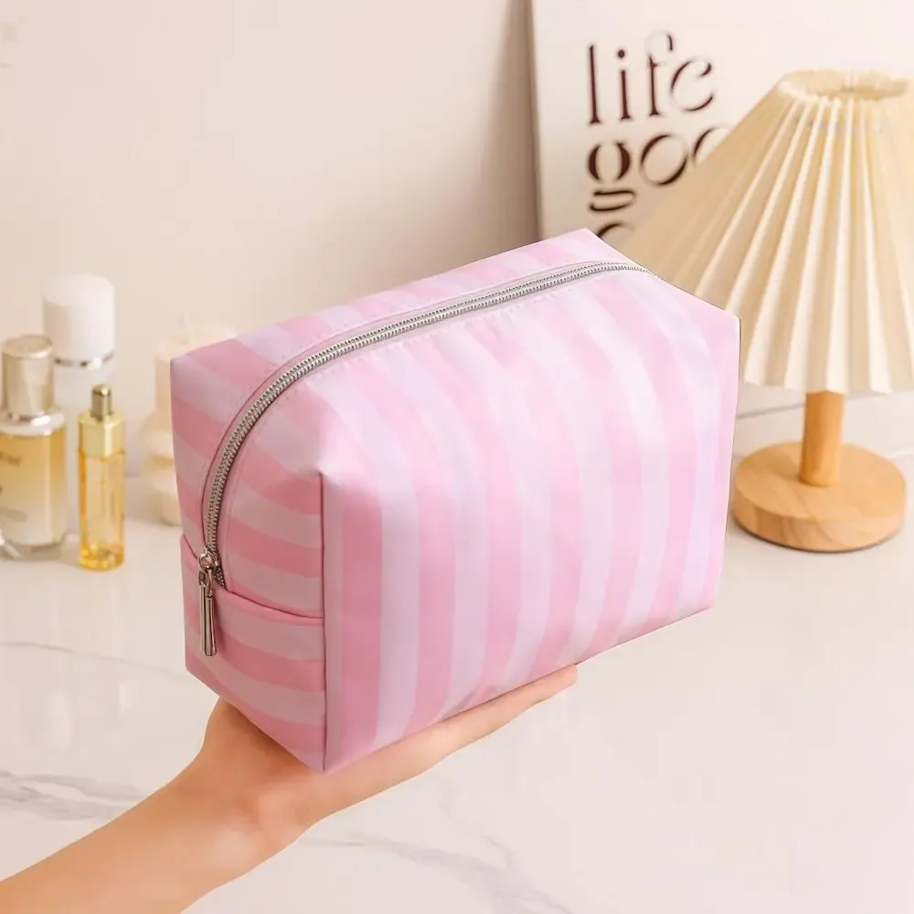 grande trousse de maquillage portable grande capacité en tissu oxford – sac de rangement cosmétique style minimaliste pour voyage – sacs de toilette