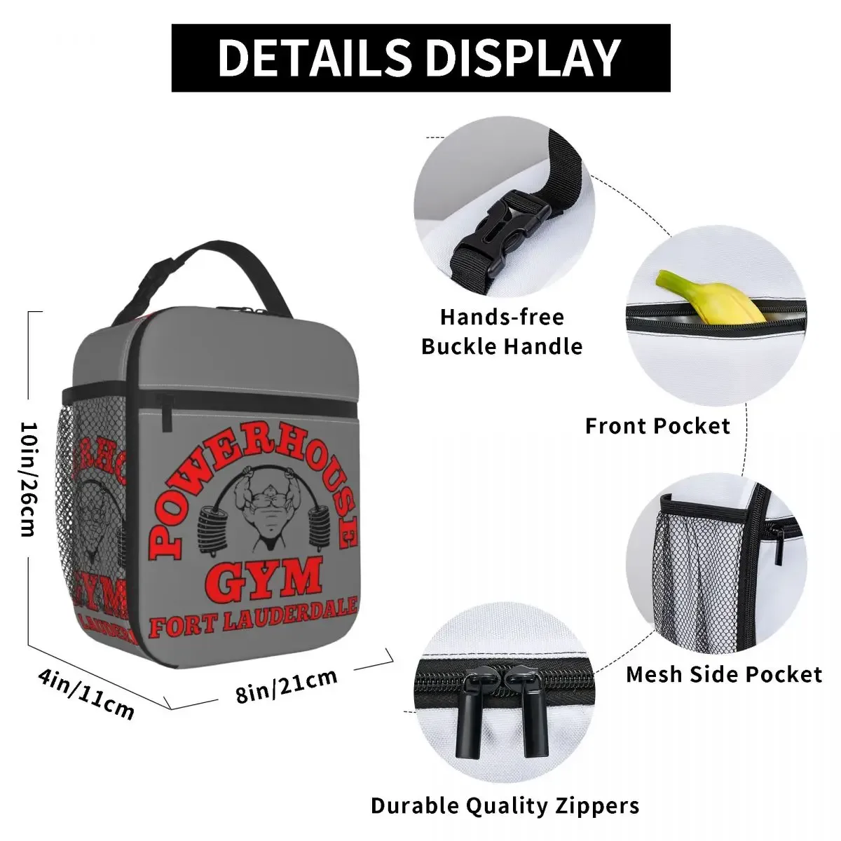 sac isotherme personnalisé powerhouse gym pour femme, sac fourre-tout portable, glacière thermique, boîte à lunch pour voyage, musculation et fitness
