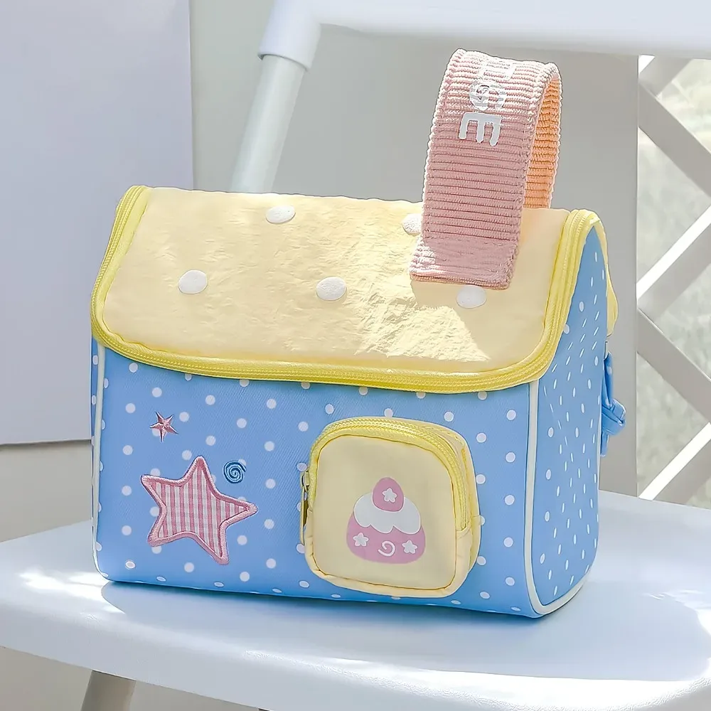 trousse de maquillage durable en forme de maison, grande capacité, trousse de toilette portable, pochette cosmétique multicouche pour la maison et les voyages