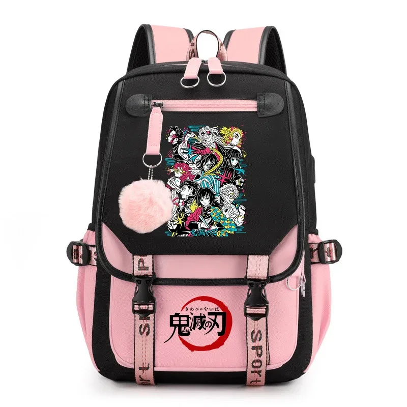 sac à dos imprimé demon slayer anime pour filles, sac à dos d'école décontracté, sac à dos de voyage léger pour adolescents