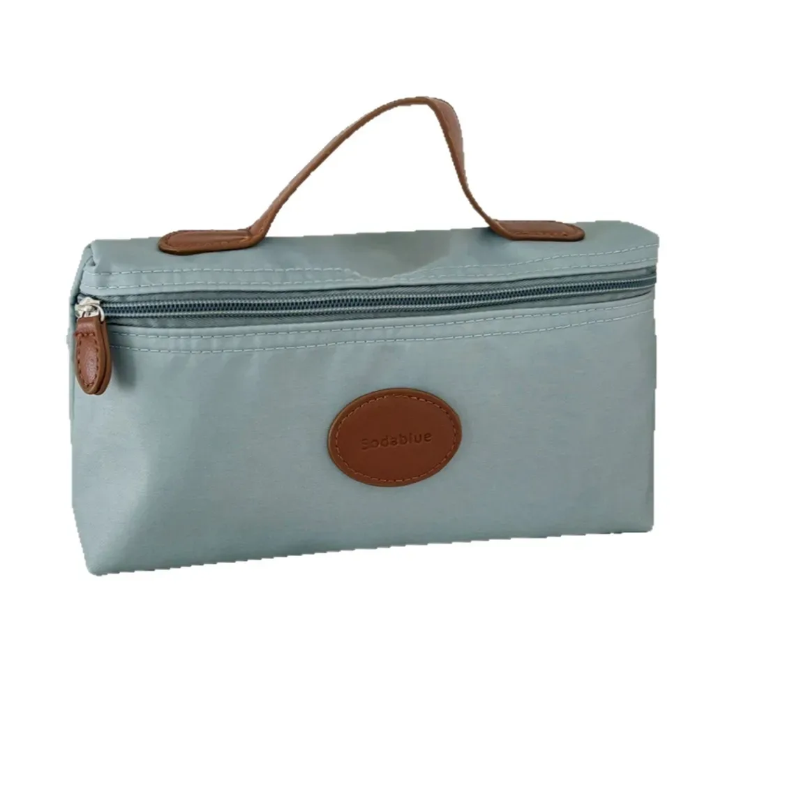 nouvelle trousse de toilette en nylon avec étiquette en cuir, légère et portable, organiseur de maquillage de voyage tendance pour femmes et hommes