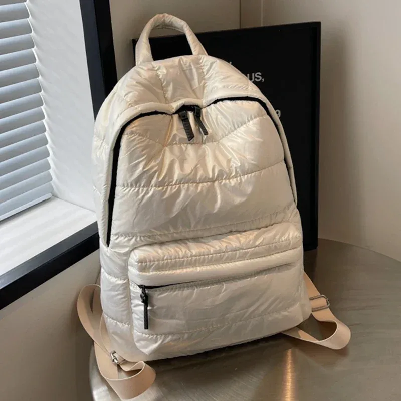 Sac à dos d'école rembourré en coton imperméable pour femme, sac à dos décontracté pour femme, sacs de voyage, mode initiée, automne, hiver