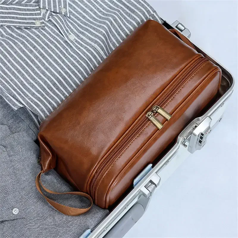 trousse de toilette en cuir pour hommes et femmes, kit dopp, trousse de toilette suspendue pour hommes, trousse de toilette de voyage pour voyager, grand sac à cosmétiques pour t