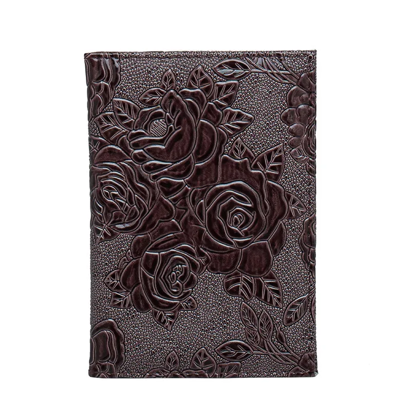 accessoires de voyage housse de passeport fleur de rose porte-passeport en relief housse de carte bancaire portable portefeuille pour femmes et hommes
