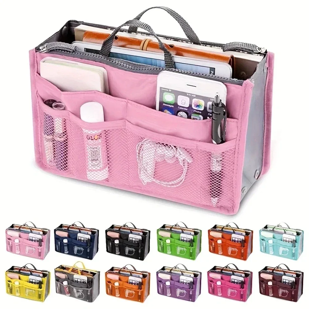 Sac de maquillage multifonctionnel de grande capacité, sac de voyage portable à double fermeture éclair, sac de rangement pour articles de toilette, sac pour maman, sac cosmétique multi-poches