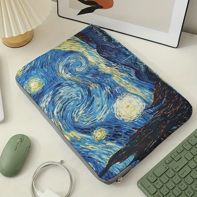 1, sac pour ordinateur portable van gogh starry sky pattern, porte-documents, adapté aux ordinateurs portables de 15 pouces, sac pour ordinateur portable fixe (sans poche)