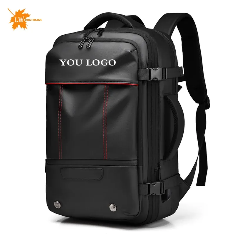 Sac d'ordinateur de grande capacité avec logo SR personnalisé pour homme, extensible, motif personnalisé, voyage d'affaires