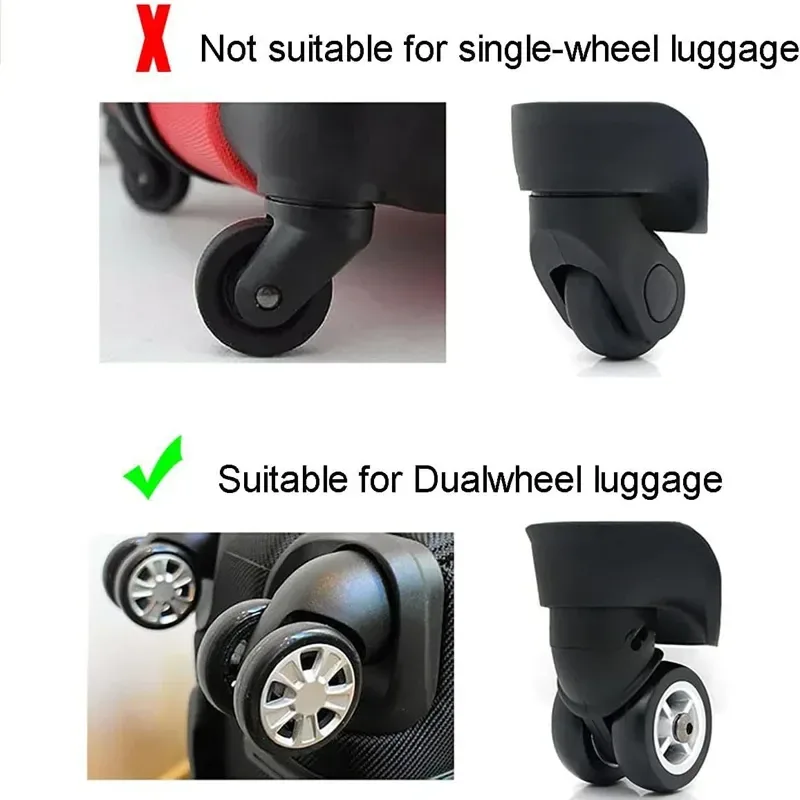 protecteur de roues de bagages en silicone, accessoires de valise de voyage, 8 pièces