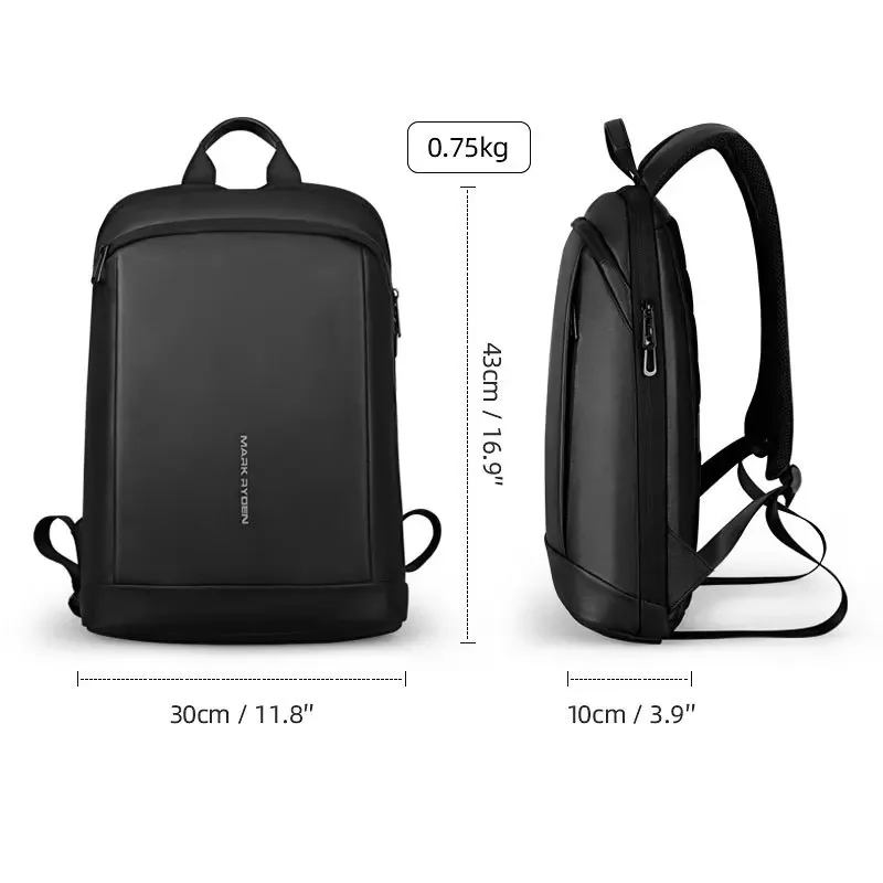 sac à dos mark ryyden super fin et léger pour ordinateur portable, sac d'affaires pour homme, pour ordinateur portable 15,6 pouces, sac à dos tendance pour l'école