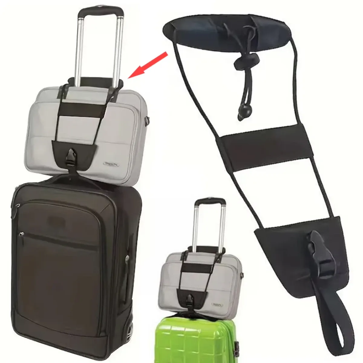 sangle de connexion pour bagages de voyage, ceinture de maintien robuste en nylon pour fixer les petits sacs et les sacs à dos aux poignées de valises