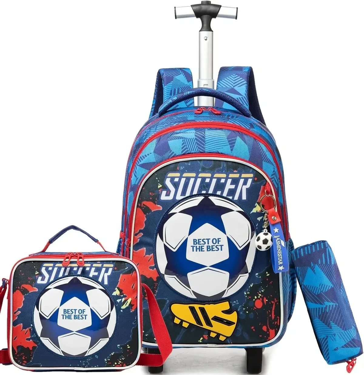ensemble de sac à dos à roulettes pour enfants avec boîte à lunch, sac à dos scolaire à roulettes, sac à dos trolley pour filles