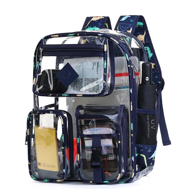 Sac à dos transparent en PVC écologique, grande capacité, couleurs graffiti, sac d'étudiant tendance