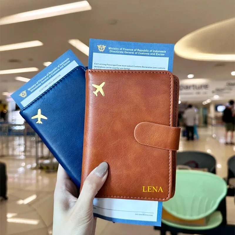 portefeuille de passeport de voyage avec lettres personnalisées, sac à cartes de grande capacité en cuir pu pour hommes, porte-passeport multifonction pour voyage d'affaires