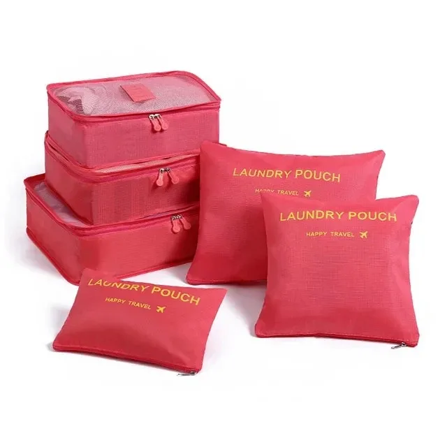 6/7 pièces ensemble organisateur de voyage sacs de rangement emballage multifonction cube sac pour vêtements bien rangé portable garde-robe valise pochette