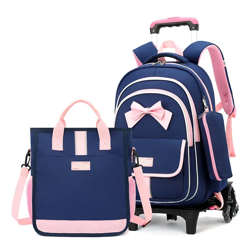 sac d'école enfants sac à dos roulant pour garçon filles sacs à dos à roulettes avec roues chariot bookbag bagage à main avec sacs à bandoulière