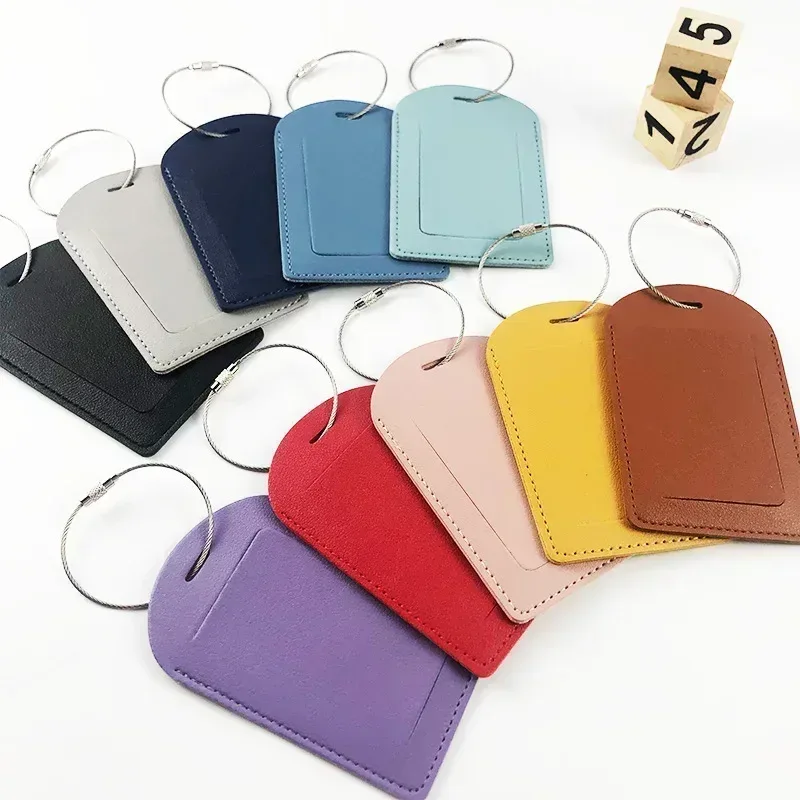 Étiquettes de bagage en cuir PU pour femmes et hommes, nom de voyage, porte-adresse d'identification, étiquette d'adresse de valise, sac d'embarquement, accessoires