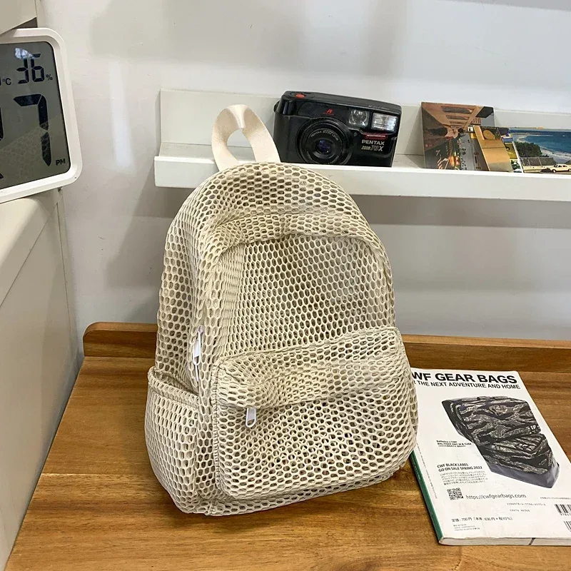 nouveautés petit sac à dos en maille sacs femmes mode couleur unie sacs à dos femmes voyage simple plage étudiant école sacs à dos