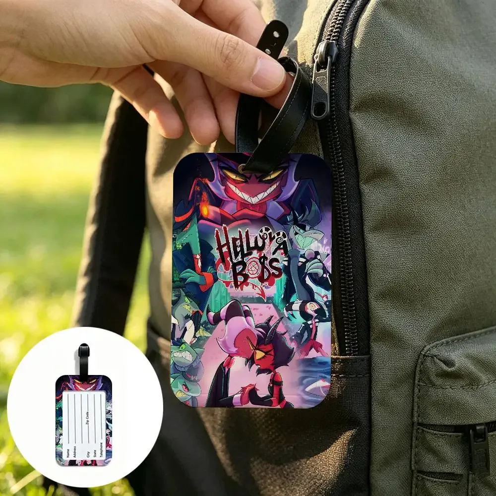 h-hazbin-hotel demonic-edgy – étui pour cartes d'information imperméable en pvc, étiquette de bagage, identificateur anti-perte pour valise et sac à main