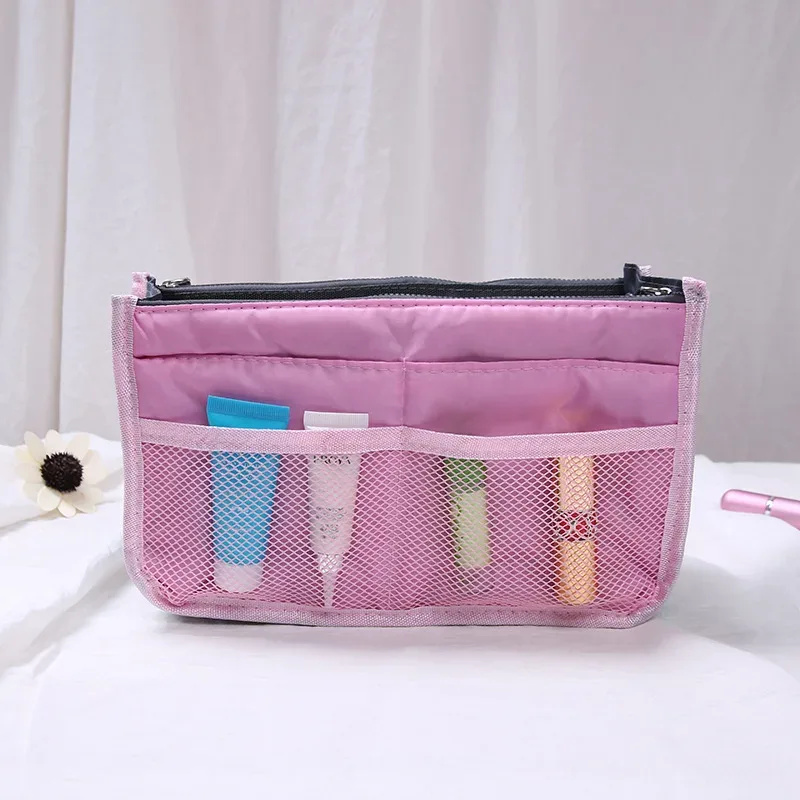 sacs à cosmétiques en nylon pour femmes, fourre-tout à double fermeture éclair, sac de maquillage, sac de rangement de produits de toilette, organisateur de maquillage de voyage en plein air pour filles