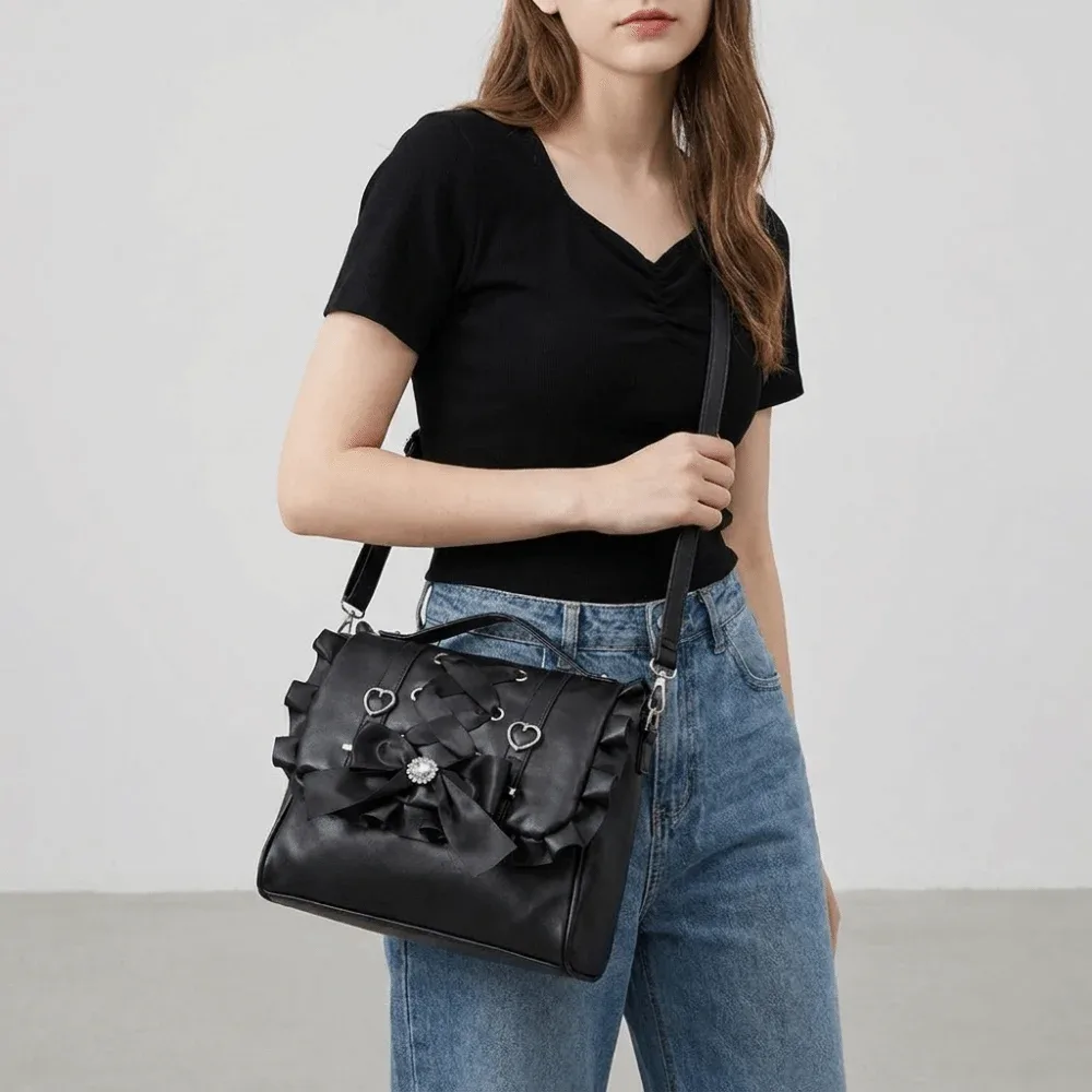 Sac à dos portable avec nœud papillon, grande capacité, style ballet, sac à bandoulière, sac à main coréen, sac d'école, sac de voyage