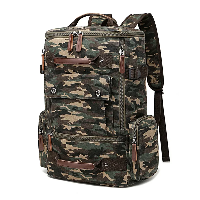 sac à dos vintage en toile pour homme, cartable d'école, de voyage, grande capacité, pour ordinateur portable