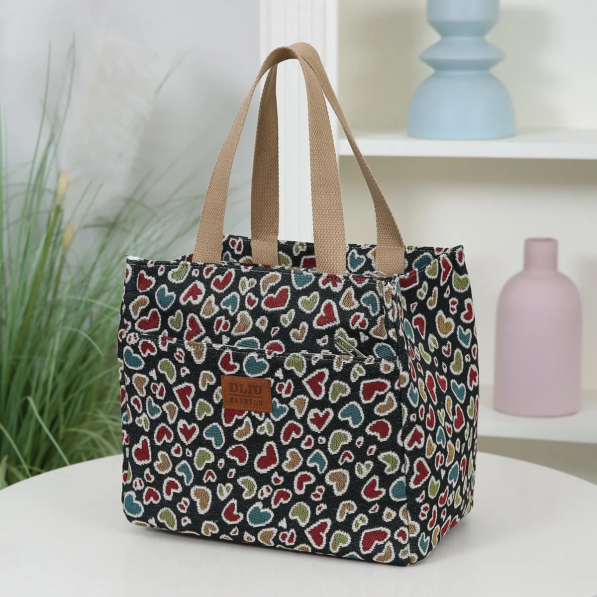 grande capacité, doublure en aluminium, poche avant zippée, sac à main, sac à lunch, sac de rangement pour boîte à lunch, sac portable pour articles divers