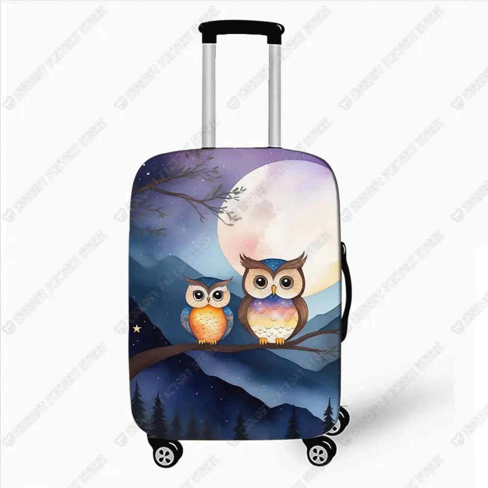 housse de bagage imprimée hibou coloré, housses de protection pour valise à roulettes à cornes, accessoires de voyage de 18 à 32 pouces
