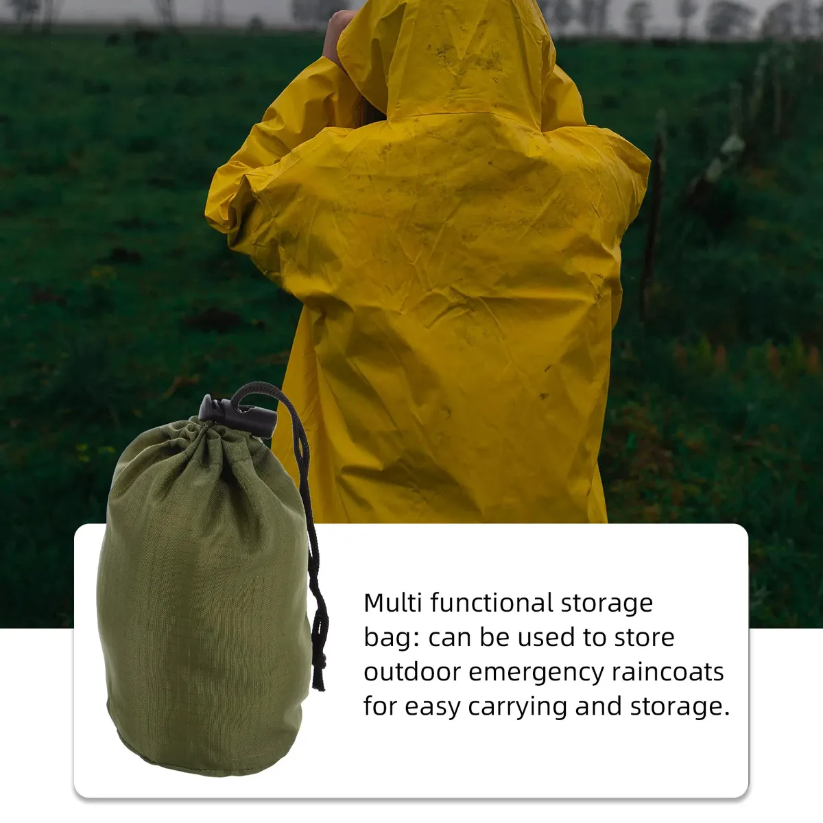 sac de rangement imperméable en nylon pour vêtements de pluie, avec cordon de serrage, sac compact pour le camping, la randonnée, les voyages en plein air et le backpacking