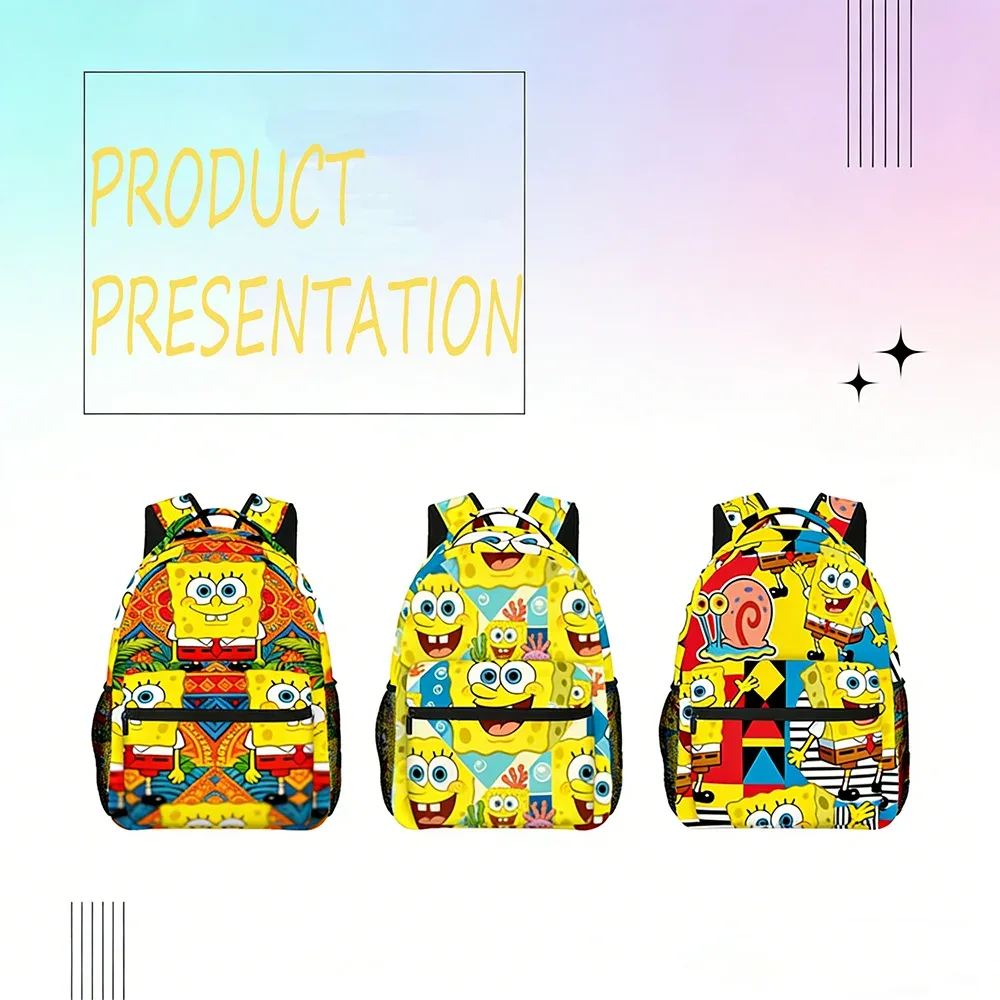 Sac à dos Bob l'éponge, sac d'école de dessin animé, sac à dos de voyage léger pour garçons et filles