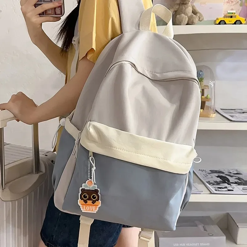 nouveau sac à dos de style japonais esthétique, léger, grande capacité, bicolore, pour jeunes.