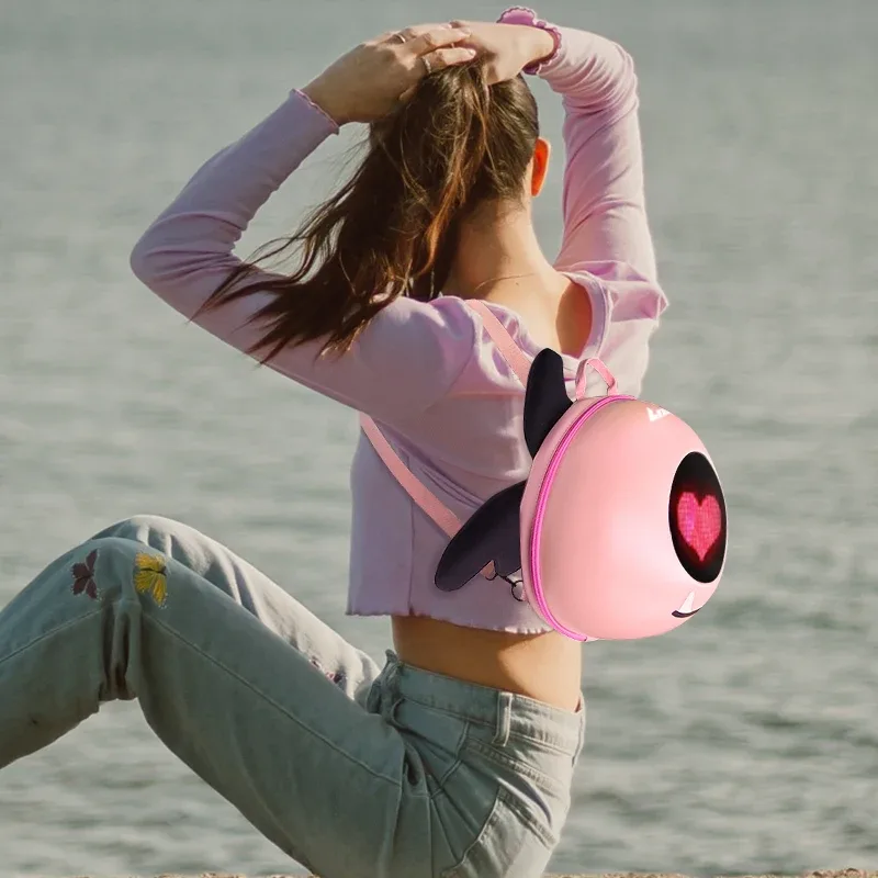 sac à dos de voyage à écran led pour fille, coque rigide, yeux brillants, sac à dos intelligent pour femme, opération mobile, sac à dos scolaire