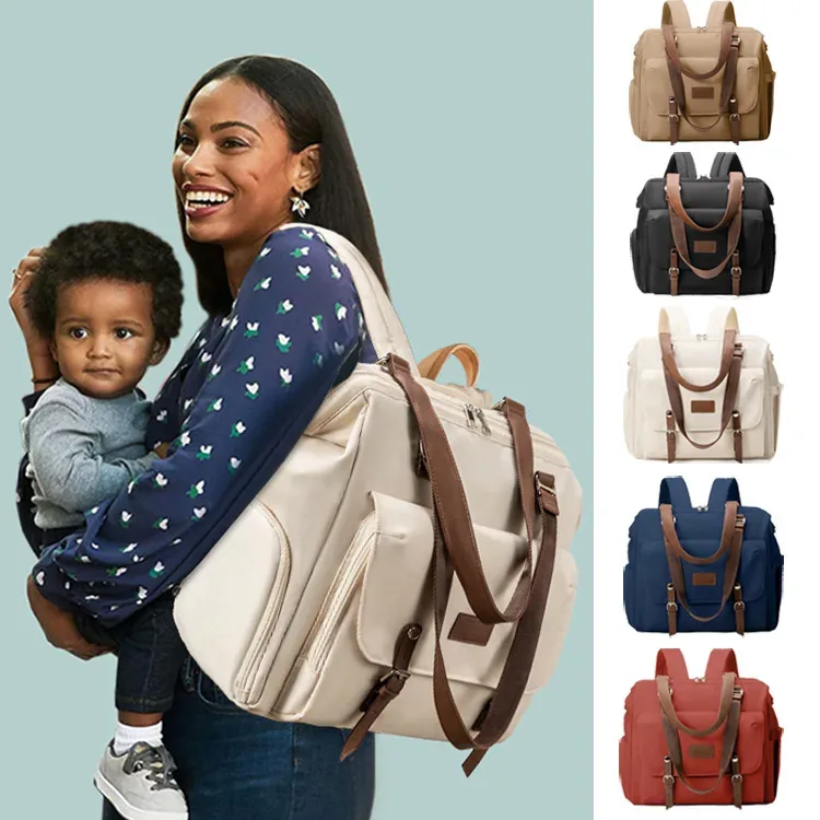 sac à dos fourre-tout léger multi-poches pour maman et bébé, sac à langer convertible en sac à bandoulière avec bretelles rembourrées