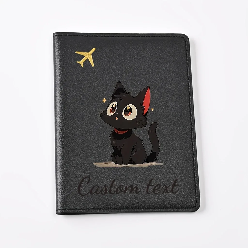 porte-passeport personnalisé pour chaton, compatible avec les passeports - étui pour documents de voyage avec nom/texte, motif chaton mignon, couverture de passeport