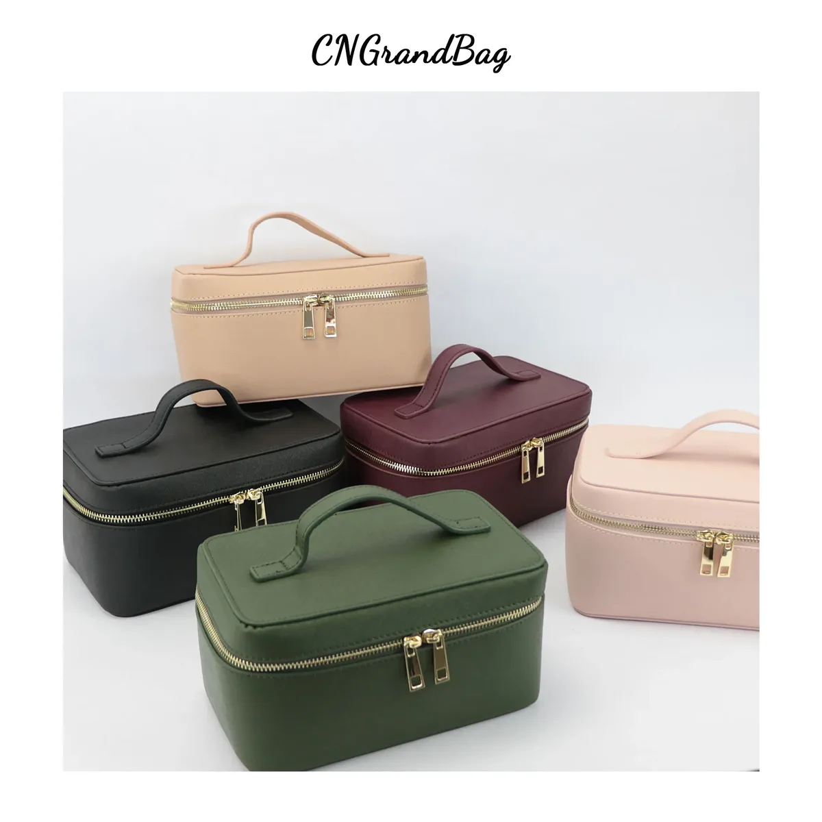 saffiano – trousse de toilette de voyage en croûte de cuir pour femmes, sac portable suspendu, boîte de rangement de maquillage, kit dopp, sac à cosmétiques pour femmes
