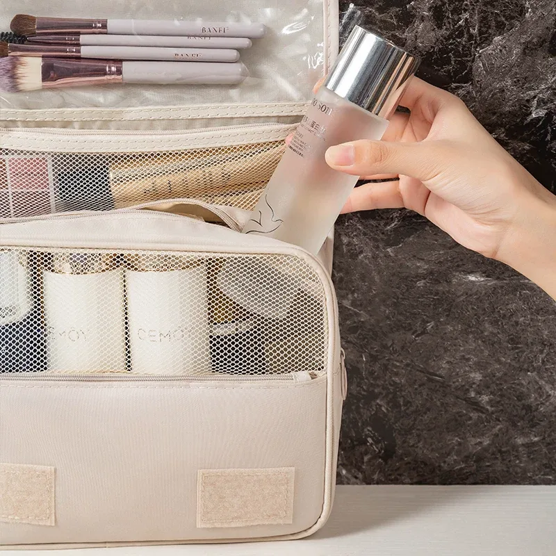 sac de lavage à crochet de voyage multifonctionnel, sac de rangement de cosmétiques