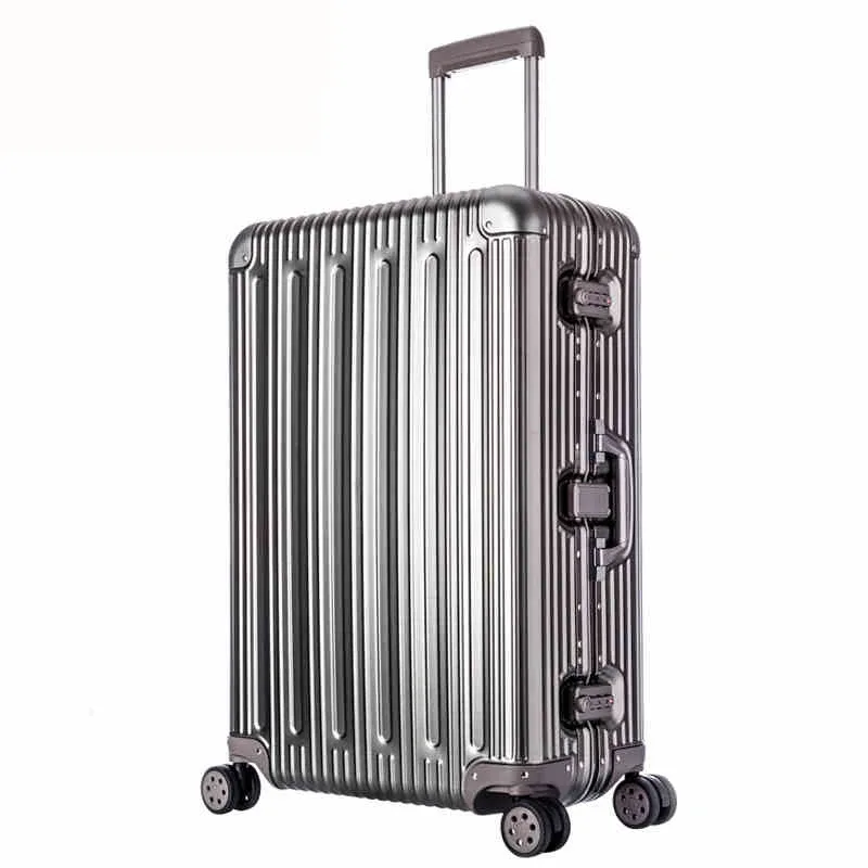 nouvelle valise à roulettes rigide en alliage d'aluminium de haute qualité, valise de voyage, 20 po, 26 po, 30 po, 31 po, 33 po, bagages en soute