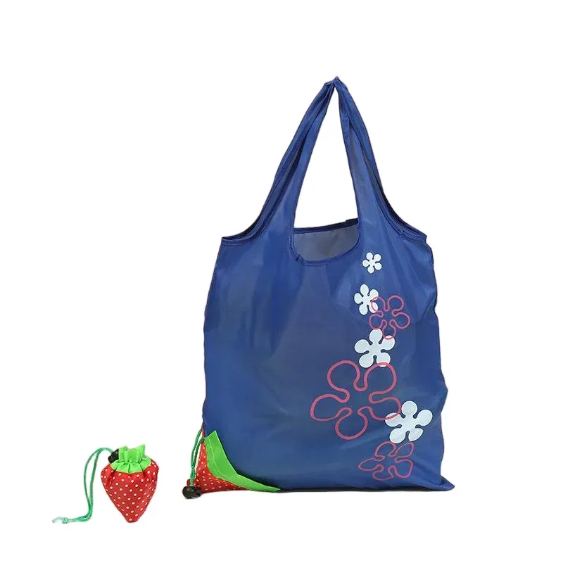 sac fourre-tout pliable en forme de fraise, sac à bandoulière de shopping créatif, sac de rangement portable écologique en polyester