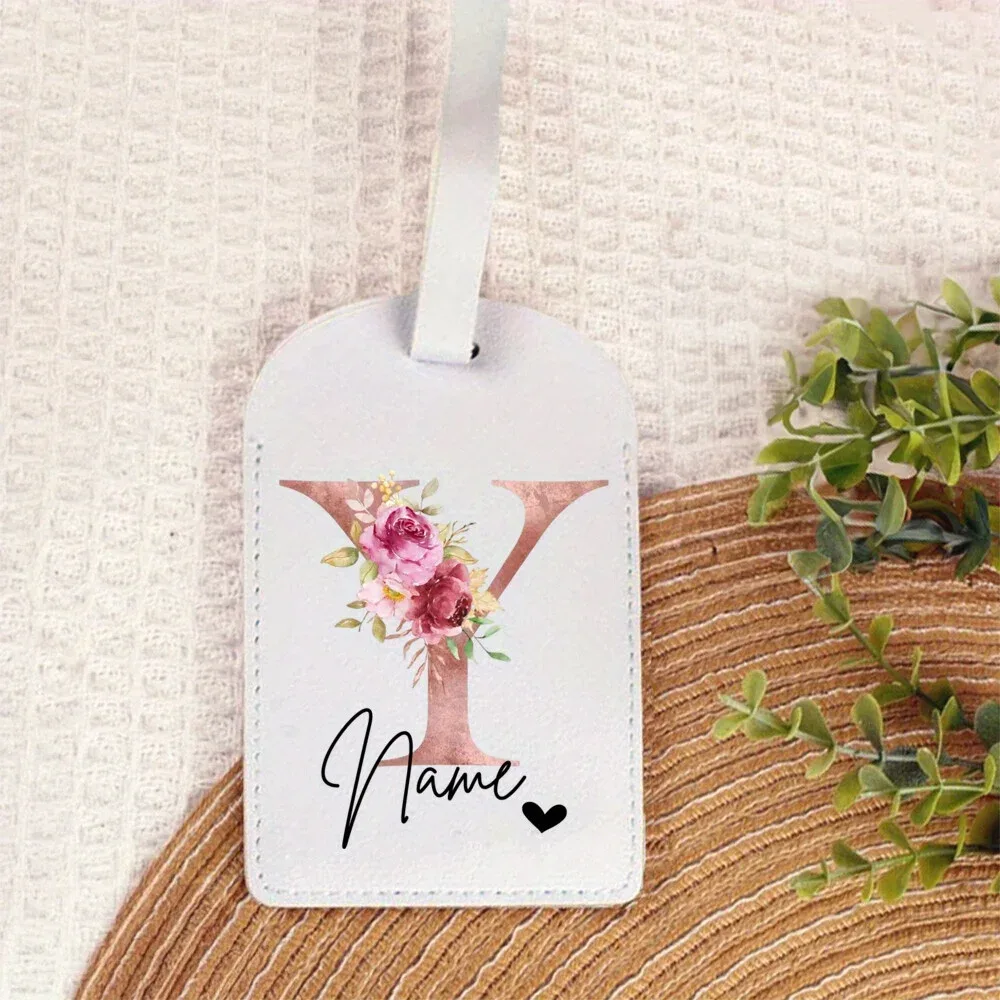 étiquette de bagage personnalisée en pu, motif tendance, monogramme, nom personnalisé, étiquette portable, accessoires de voyage, fête