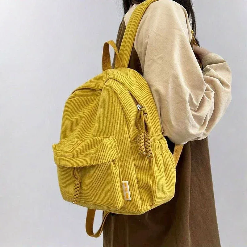 sac à dos en velours rayé pour femmes, petit sac à dos de voyage en velours côtelé pour étudiantes, nouvelle mode 2025