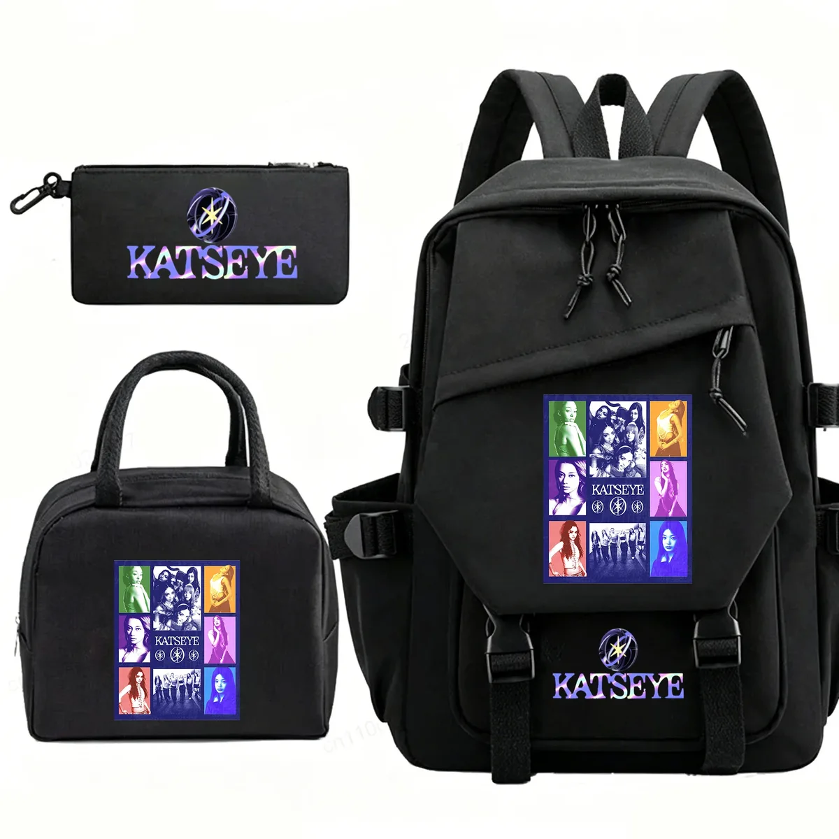 sac à dos kpop group katseye, grande capacité, cartable pour étudiants, hommes et femmes, sac à dos pour ordinateur, sacs à déjeuner, trousse à crayons, ensemble de 3 pièces