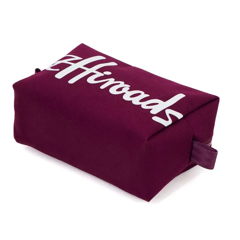 trousse de maquillage en coton avec fermeture éclair et pochette cosmétique de conception de mode de logo de marque pour les femmes 
