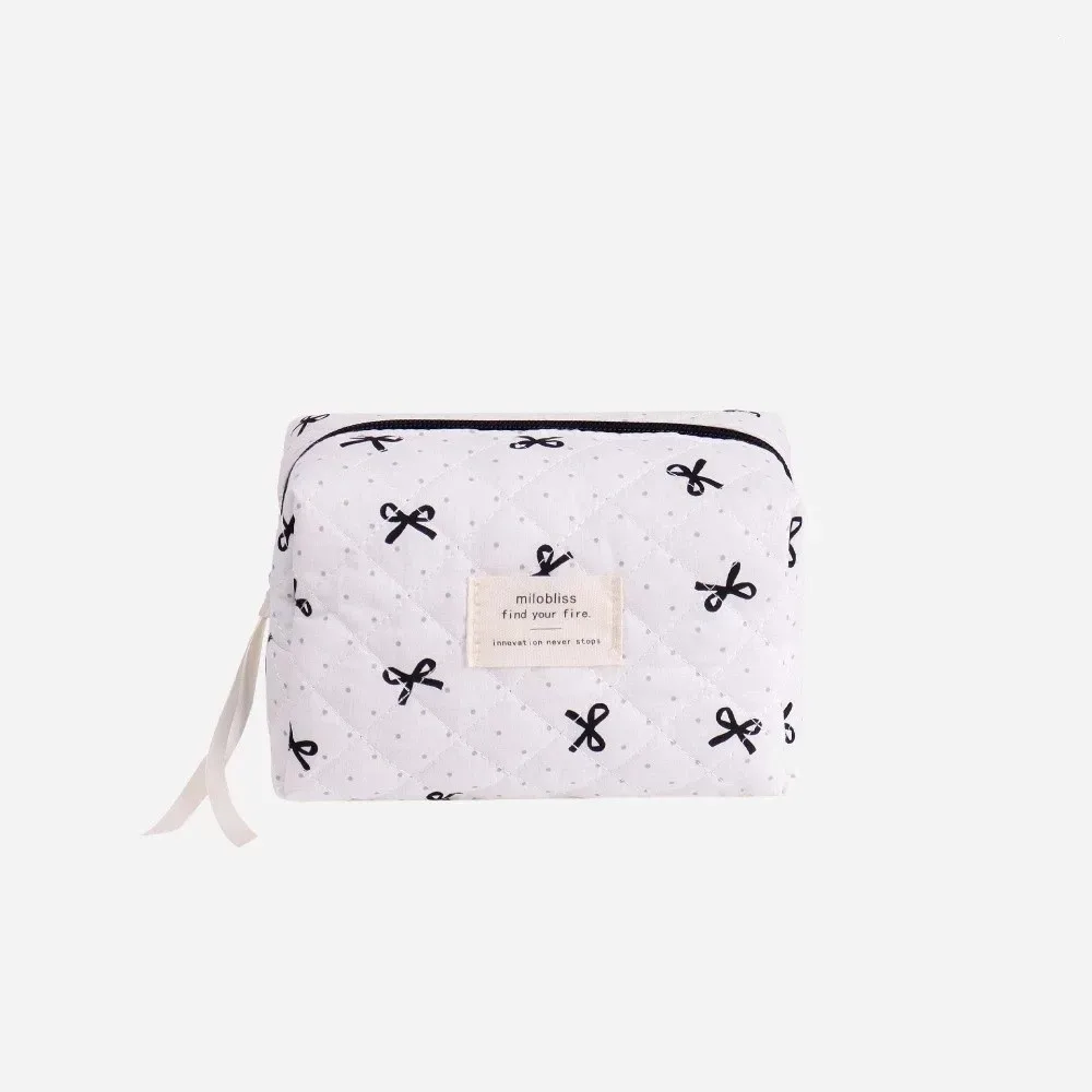 sac matelassé rose tendance avec nœud, grande capacité, pochette de rangement pour maquillage, sac carré imprimé nœud